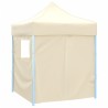 Tente de réception pliable avec 4 parois 2x2 m Acier Crème 