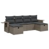Salon de jardin 6 pcs avec coussins gris résine tressée 
