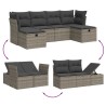 Salon de jardin 6 pcs avec coussins gris résine tressée 