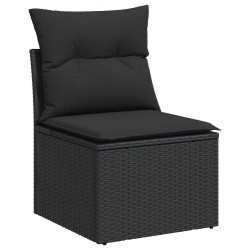 Salon de jardin 5 pcs avec coussins noir résine tressée 