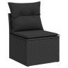 Salon de jardin 5 pcs avec coussins noir résine tressée 