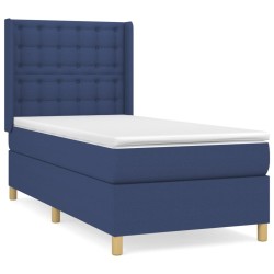 Sommier à lattes de lit avec matelas Bleu 90x190 cm Tissu 