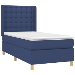 Sommier à lattes de lit avec matelas Bleu 90x190 cm Tissu 