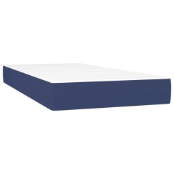 Sommier à lattes de lit avec matelas Bleu 90x190 cm Tissu 