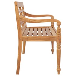 Banc Batavia avec coussin rouge 120 cm Bois de teck massif 