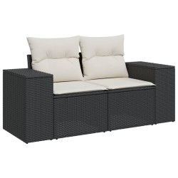 Salon de jardin 5 pcs avec coussins noir résine tressée 