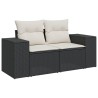 Salon de jardin 5 pcs avec coussins noir résine tressée 