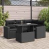 Salon de jardin 5 pcs avec coussins noir résine tressée 