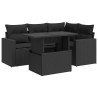 Salon de jardin 5 pcs avec coussins noir résine tressée 
