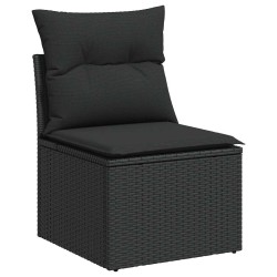 Salon de jardin 5 pcs avec coussins noir résine tressée 
