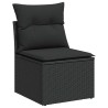 Salon de jardin 5 pcs avec coussins noir résine tressée 