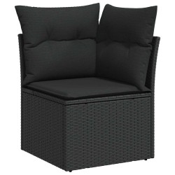 Salon de jardin 5 pcs avec coussins noir résine tressée 