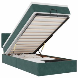 Cadre de lit ottoman avec matelas vert foncé 100x200 cm velours 