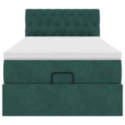 Cadre de lit ottoman avec matelas vert foncé 100x200 cm velours 
