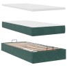 Cadre de lit ottoman avec matelas vert foncé 100x200 cm velours 