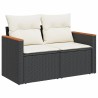 Salon de jardin 6 pcs avec coussins noir résine tressée 