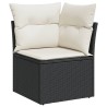 Salon de jardin 6 pcs avec coussins noir résine tressée 