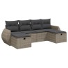 Salon de jardin 6 pcs avec coussins gris résine tressée 