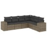 Salon de jardin 6 pcs avec coussins gris résine tressée 