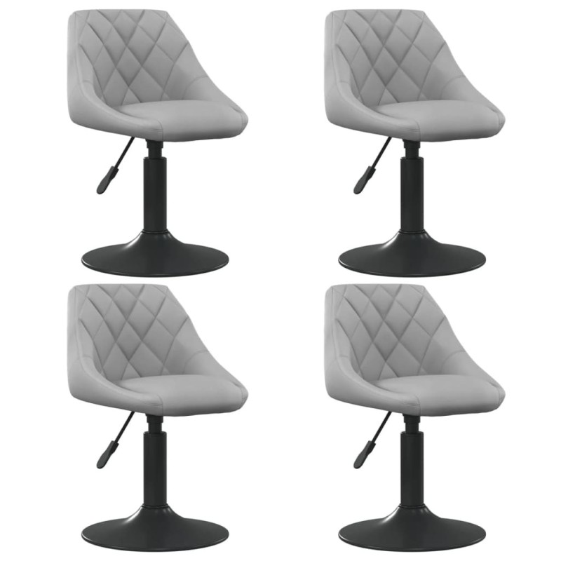 Chaises pivotantes à manger lot de 4 gris clair velours Chaises pivotantes à manger lot de 4 gris clair velours