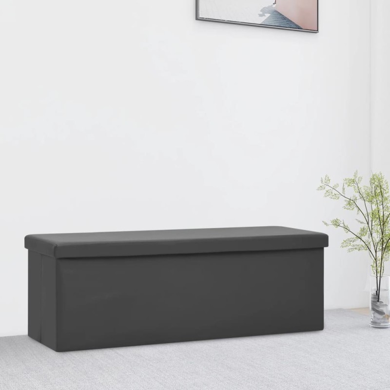 Banc de rangement pliable Gris PVC Banc de rangement pliable Gris PVC