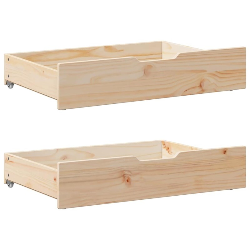 Tiroirs sous le lit avec roulettes 2 pcs 85x55x16 cm pin massif 