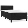 Sommier à lattes de lit avec matelas Noir 100x200 cm Velours 