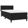 Sommier à lattes de lit avec matelas Noir 100x200 cm Velours 