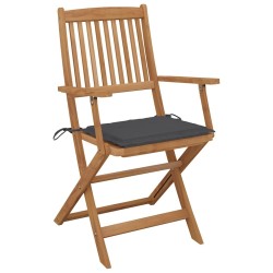 Chaises pliables de jardin lot de 6 avec coussins Bois d'acacia 