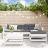Salon de jardin 5 pcs avec coussins blanc bois massif 