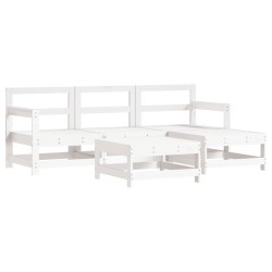Salon de jardin 5 pcs avec coussins blanc bois massif 