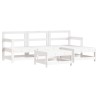 Salon de jardin 5 pcs avec coussins blanc bois massif 