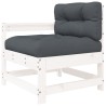Salon de jardin 5 pcs avec coussins blanc bois massif 