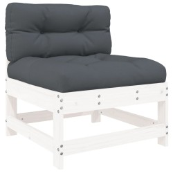 Salon de jardin 5 pcs avec coussins blanc bois massif 