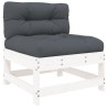 Salon de jardin 5 pcs avec coussins blanc bois massif 