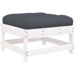 Salon de jardin 5 pcs avec coussins blanc bois massif 