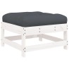 Salon de jardin 5 pcs avec coussins blanc bois massif 