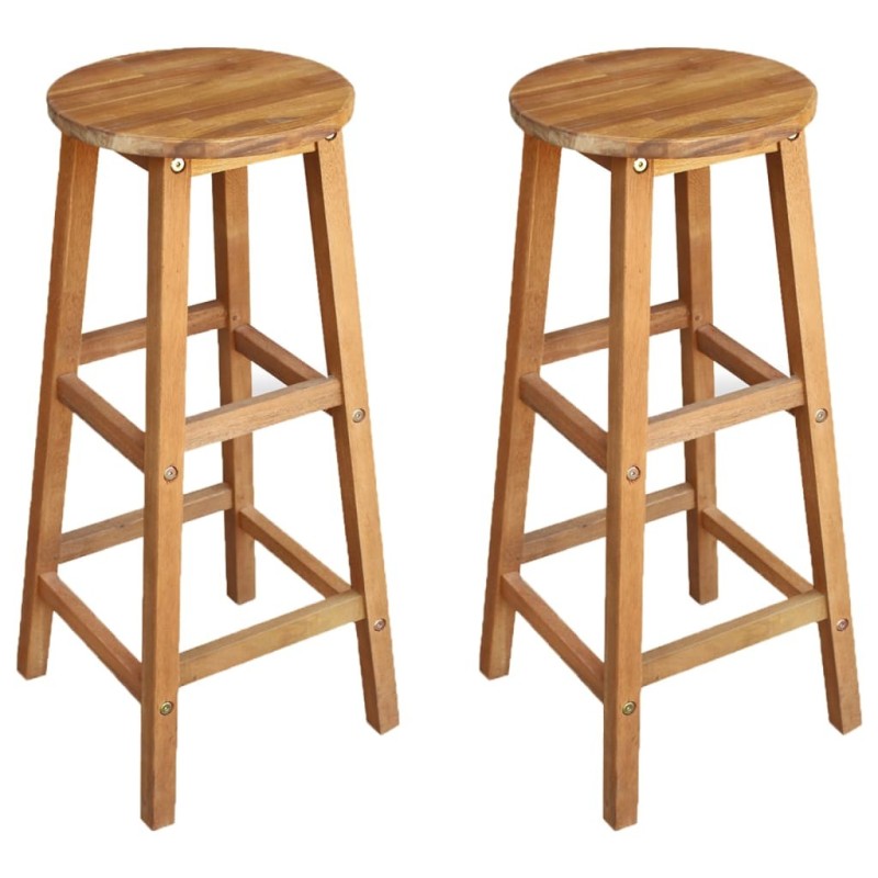Tabourets de bar lot de 2 bois d'acacia massif Tabourets de bar lot de 2 bois d'acacia massif