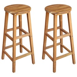 Tabourets de bar lot de 2 bois d'acacia massif 