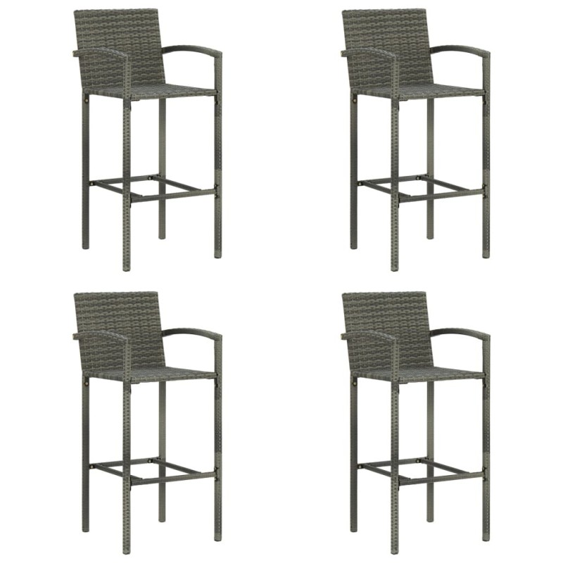 Tabourets de bar lot de 4 gris résine tressée Tabourets de bar lot de 4 gris résine tressée