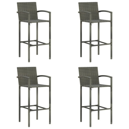 Tabourets de bar lot de 4 gris résine tressée 
