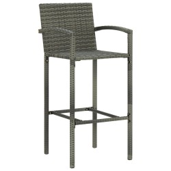 Tabourets de bar lot de 4 gris résine tressée 