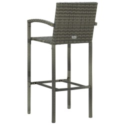 Tabourets de bar lot de 4 gris résine tressée 