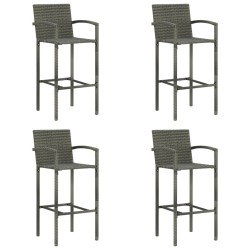 Tabourets de bar lot de 4 gris résine tressée 