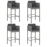 Tabourets de bar lot de 4 avec coussins gris résine tressée 
