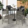 Tabourets de bar lot de 4 avec coussins gris résine tressée 