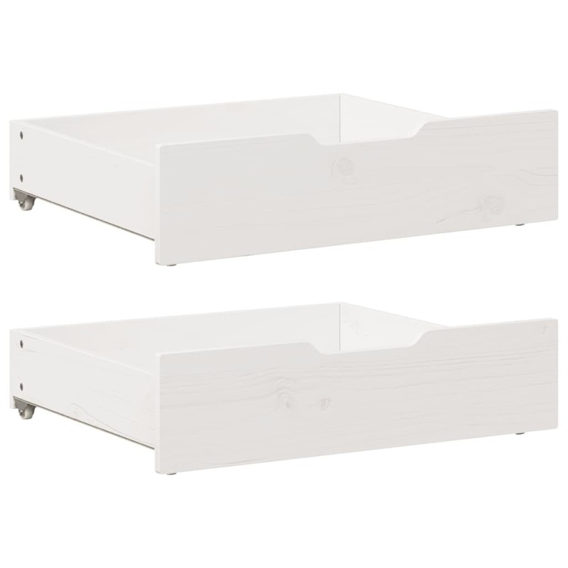 Tiroirs sous le lit 2 pcs blanc 75x55x16 cm bois de pin massif 