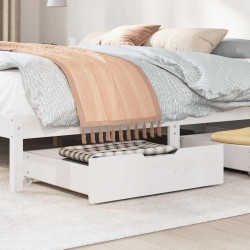 Tiroirs sous le lit 2 pcs blanc 75x55x16 cm bois de pin massif 