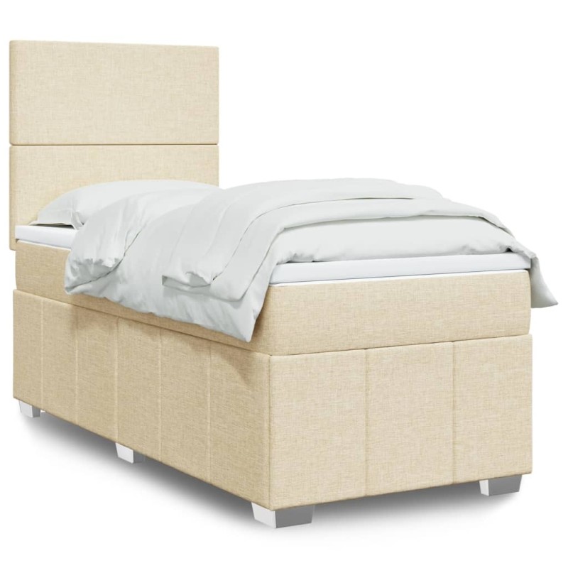 Sommier à lattes de lit avec matelas Crème 80x200 cm Tissu 