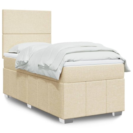 Sommier à lattes de lit avec matelas Crème 80x200 cm Tissu 